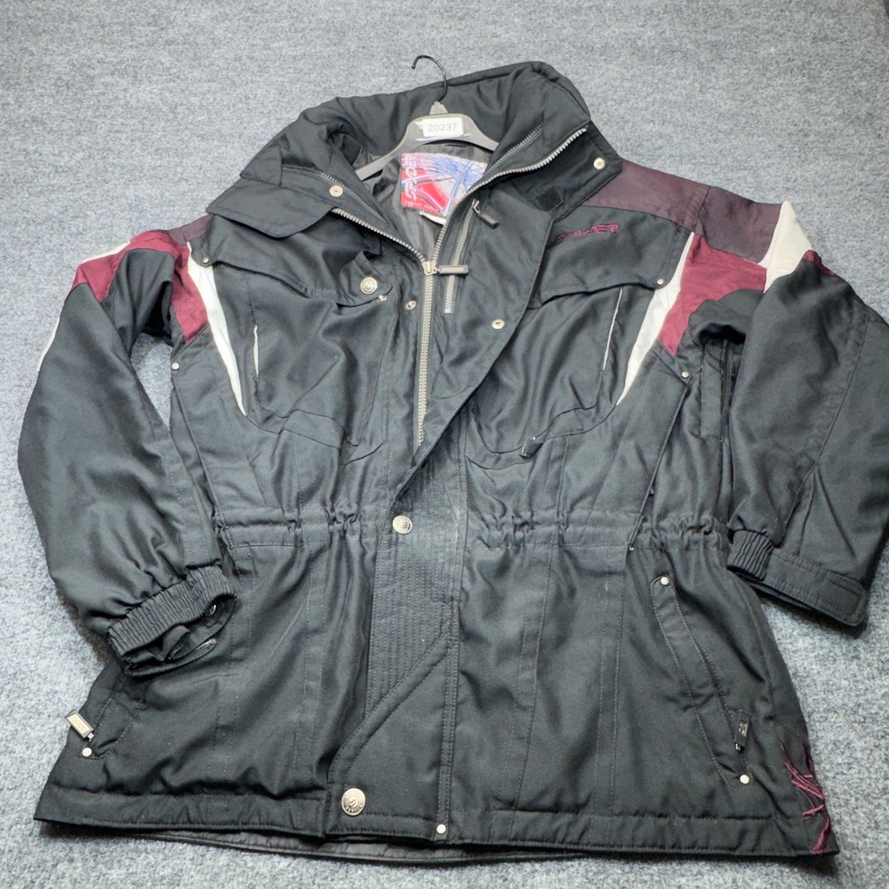 Vintage Spyder Ski Jacket Mens Large Black 90s Colorblock Full Zip Winter Parka